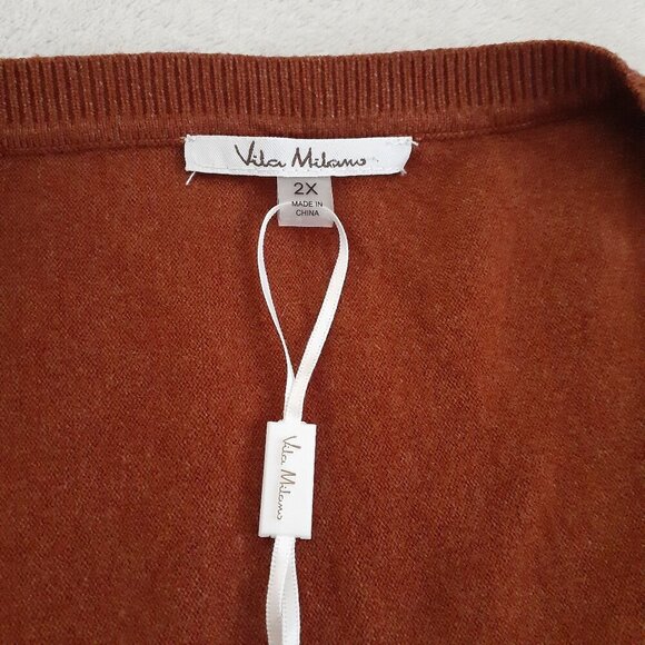 Vila Milano NWT Women's Size 2X Burnt Orange Soft V Neck Long Sleeve Sweater - Picture 4 of 10